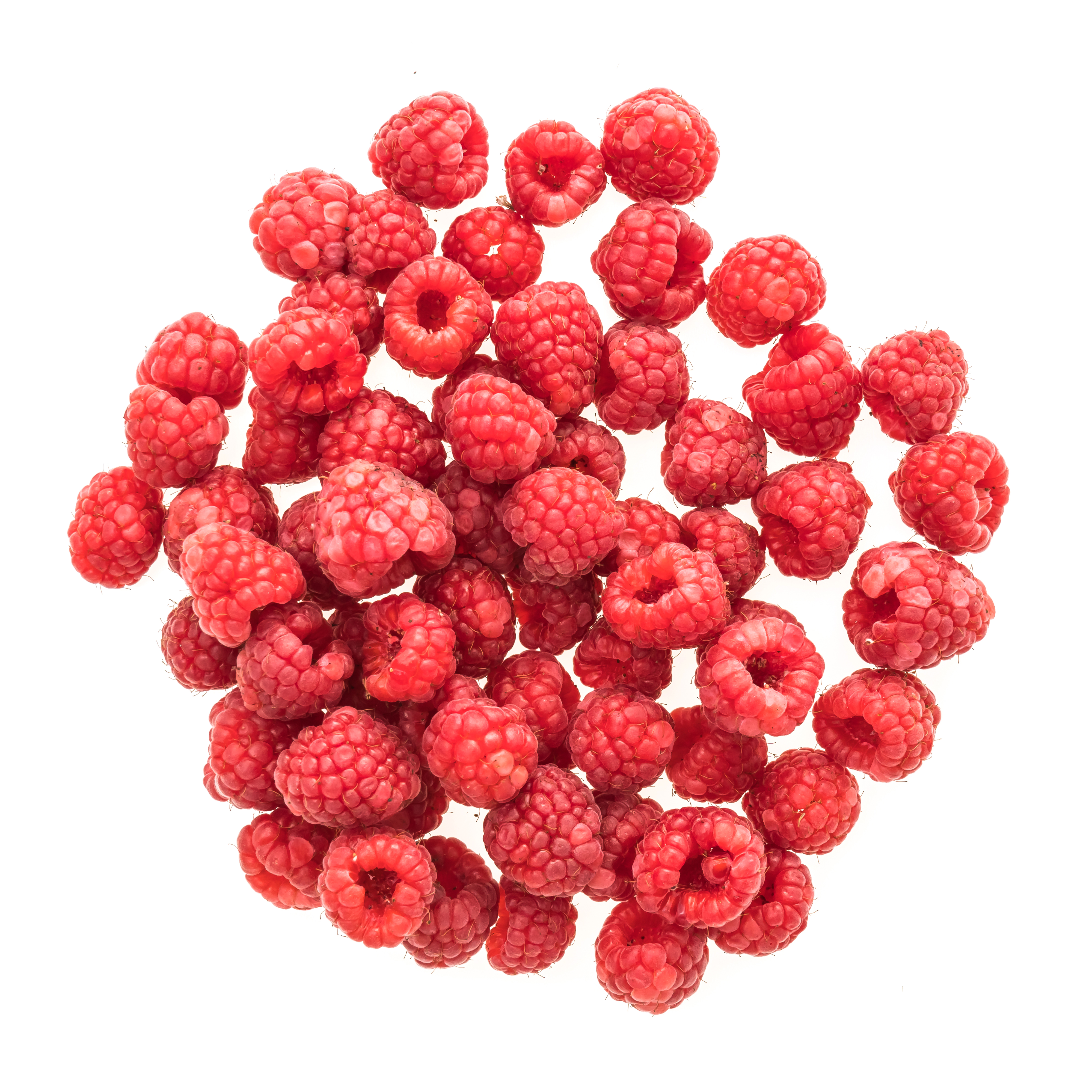 Group of Rasberry fruit isolated on white background